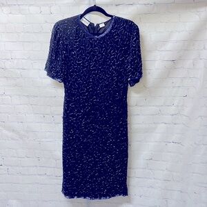 Cocktail dress. Denise Elle Size Black color with blue sequins all over dress